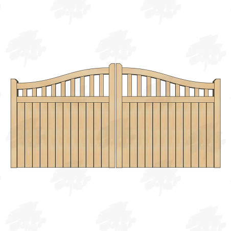 Pair of Solid British Douglas Fir Swan Neck Cottage Style Driveway Gates