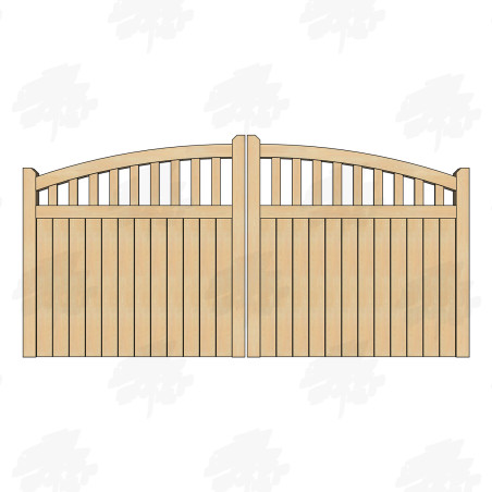 Pair of British Douglas Fir Curved Top Cottage Style Driveway Gates