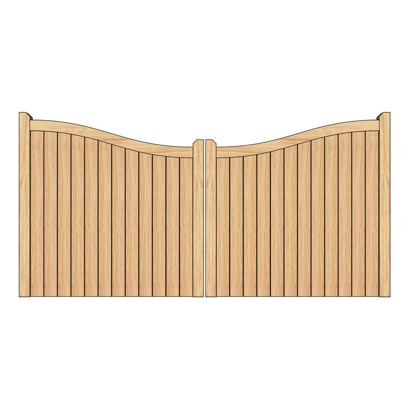 Pair of Solid European Oak Midview Closeboard Driveway Gates
