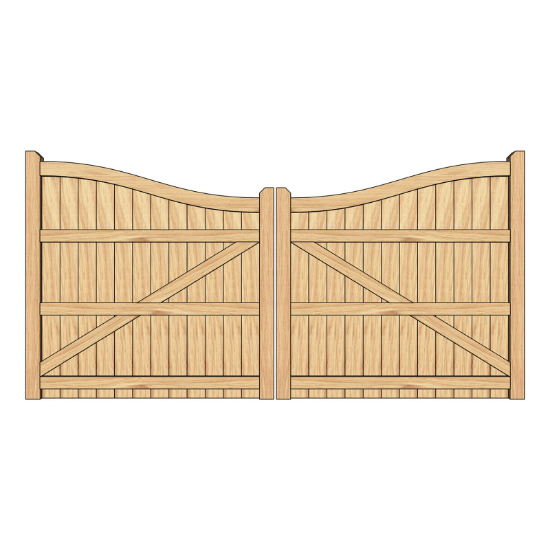 Pair of Solid European Oak Midview Closeboard Driveway Gates