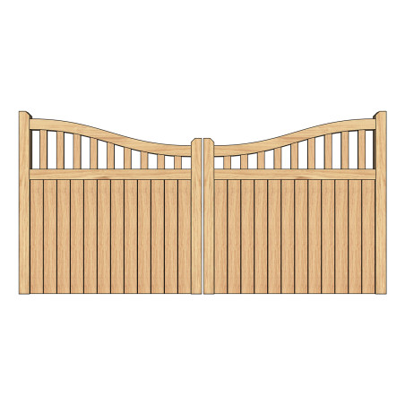 Pair of Solid European Oak Midview Cottage Style Driveway Gates