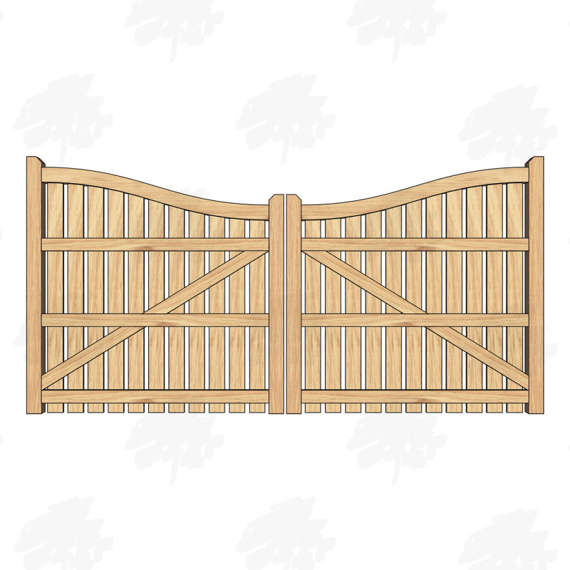 Pair of European Oak Midview Palisade Driveway Gates