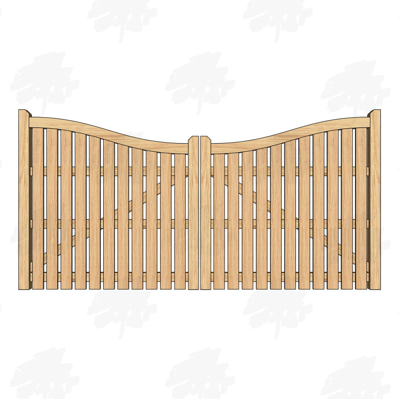 Pair of European Oak Midview Palisade Driveway Gates