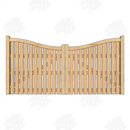 Pair of European Oak Midview Palisade Driveway Gates