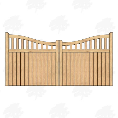 Pair of European Oak Midview Cottage Style Driveway Gates