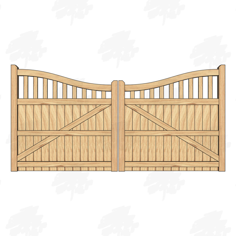 Pair of European Oak Midview Cottage Style Driveway Gates
