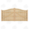 Pair of European Oak Swan Neck Palisade Driveway Gates