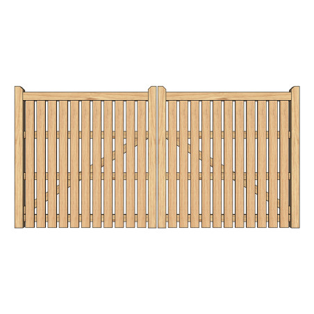 Pair of European Oak Flat Top Palisade Driveway Gates
