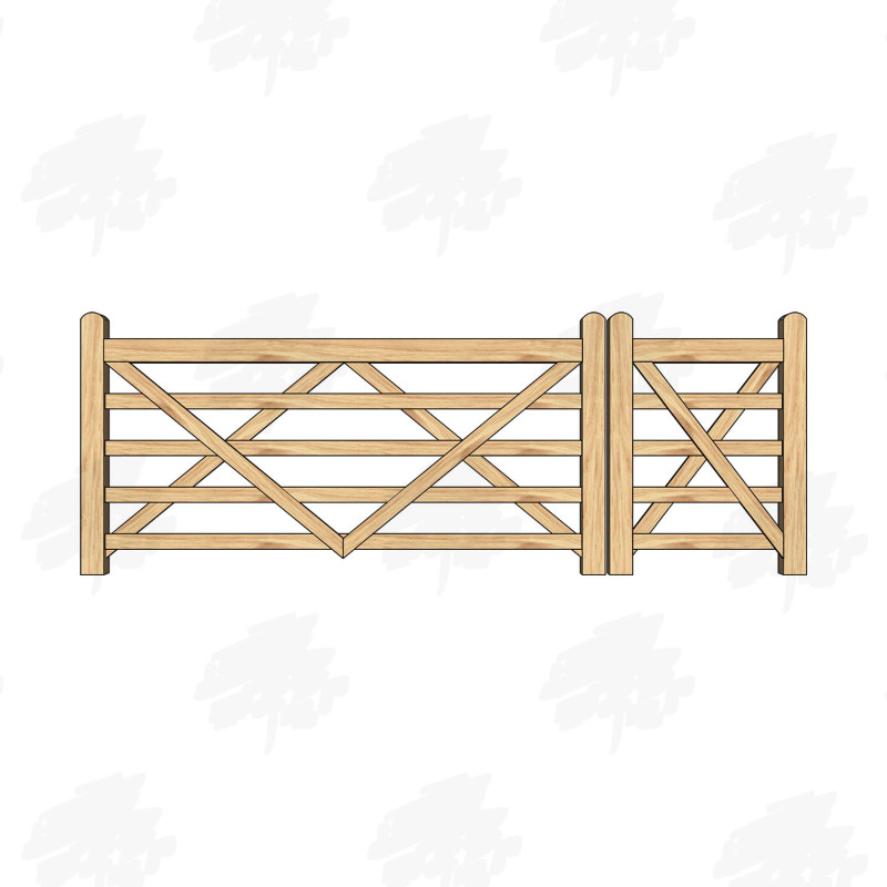European Oak 5 Bar Gate Combo
