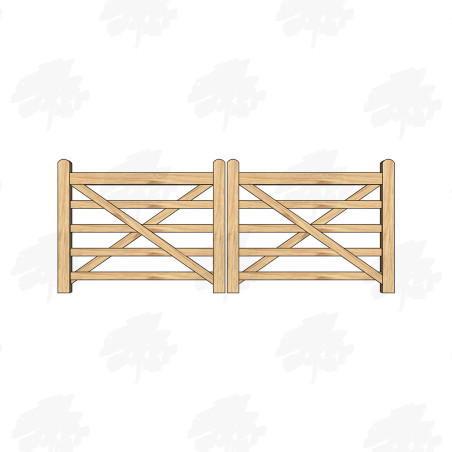 Pair of European Oak 5 Bar Gates