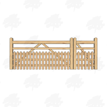 European Oak Half Paled 5 Bar Gate Combo