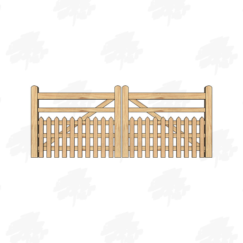Pair of European Oak Half Paled Gates