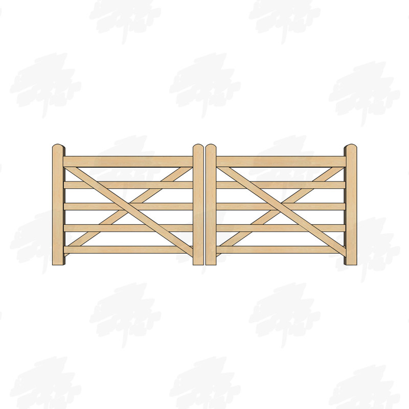 Pair of British Douglas Fir 5 Bar Gates