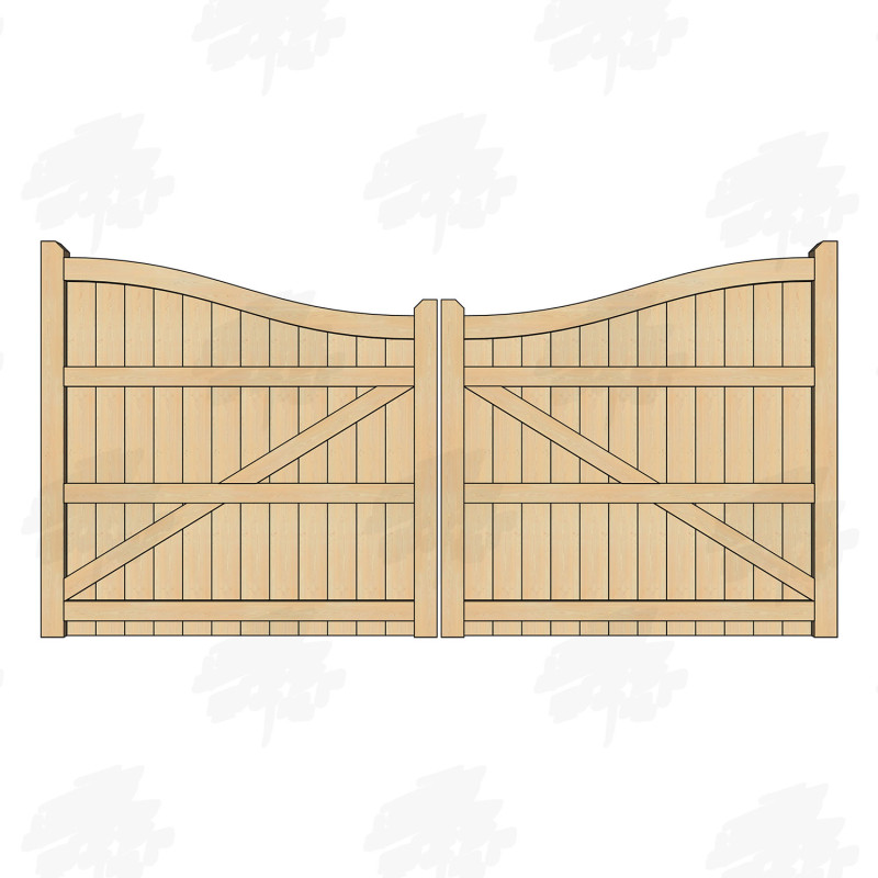 Pair of British Douglas Fir Midview Closed Board Driveway Gates