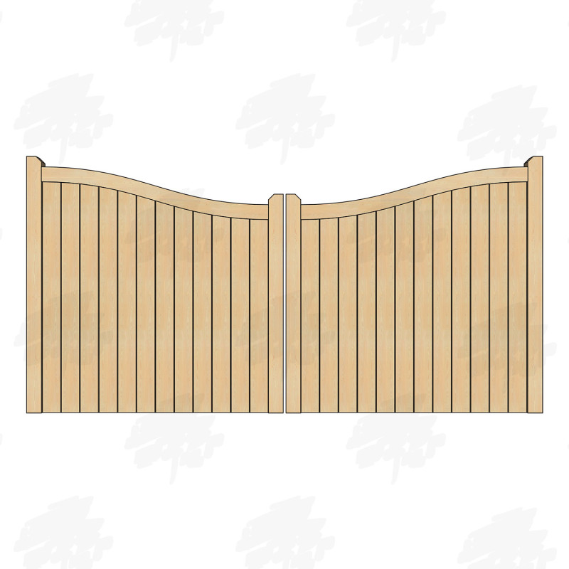 Pair of British Douglas Fir Midview Closed Board Driveway Gates
