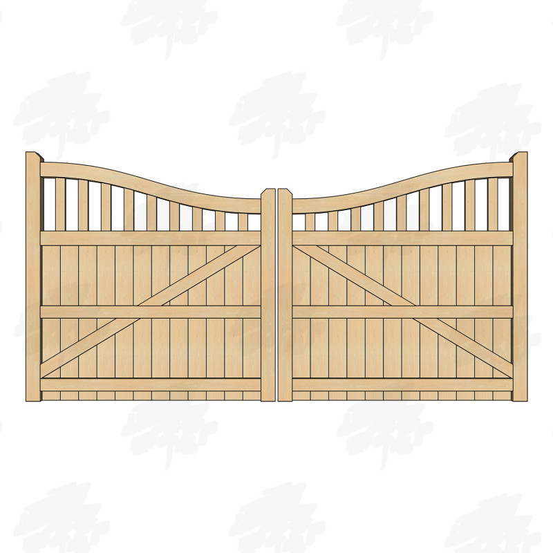 Pair of British Douglas Fir Midview Cottage Style Driveway Gates