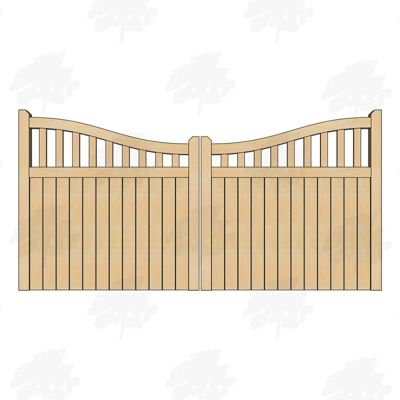 Pair of British Douglas Fir Midview Cottage Style Driveway Gates
