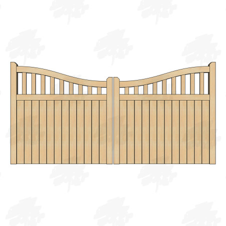 Pair of British Douglas Fir Midview Cottage Style Driveway Gates