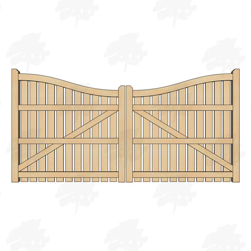 Pair of British Douglas Fir Midview Palisade Driveway Gates