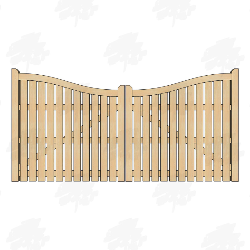 Pair of British Douglas Fir Midview Palisade Driveway Gates
