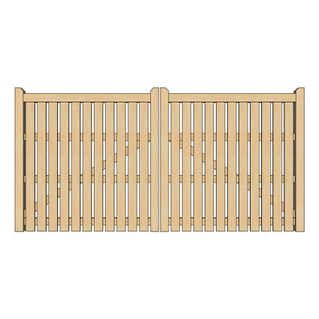 Pair of British Douglas Fir Flat Top Palisade Driveway Gates