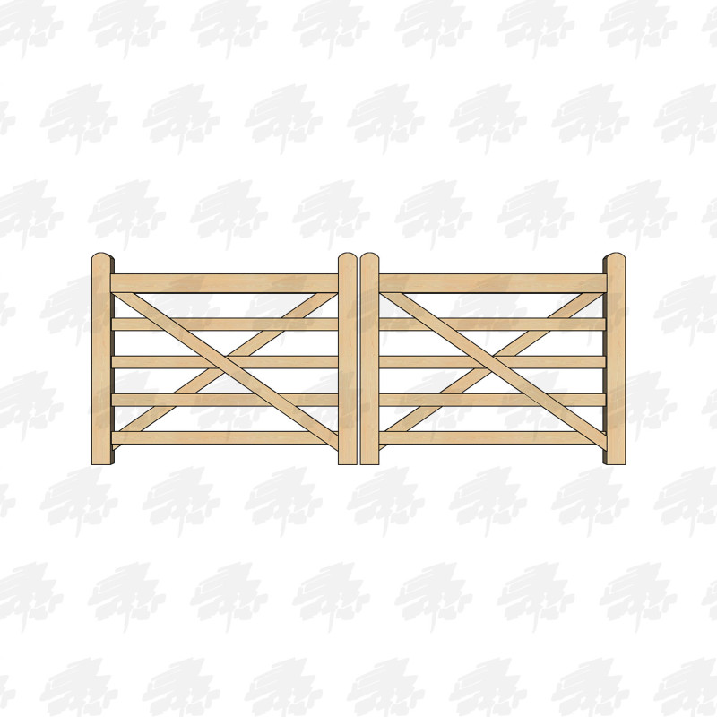 Pair of British Douglas Fir 5 Bar Gates | Buy Online from the Experts at UK Timber