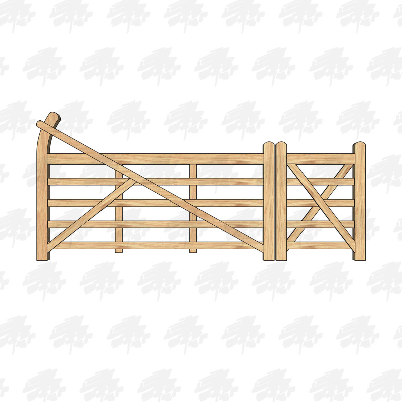 European Oak Curved Heel (Ranch) & 5 Bar Gate Combo | Buy Online from the Experts at UK Timber