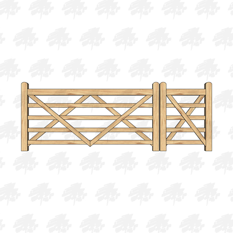 European Oak 5 Bar Gate Combo