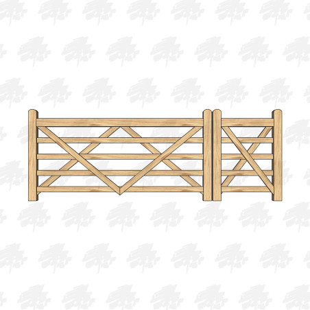 European Oak 5 Bar Gate Combo