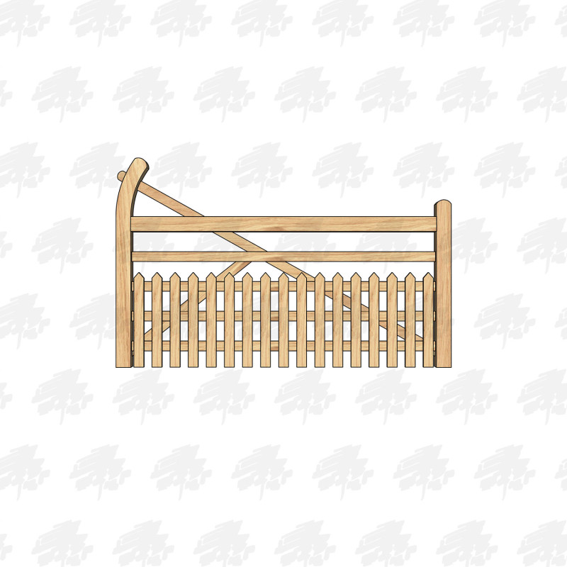 Solid European Oak Half Paled Curved Heel (Ranch Style) Gate