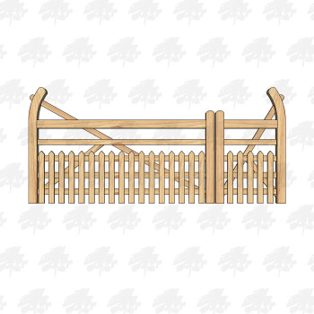 European Oak Curved Heel (Ranch Style) Half Paled 5 Bar Gate Combo | Buy Online from the Experts at UK Timber