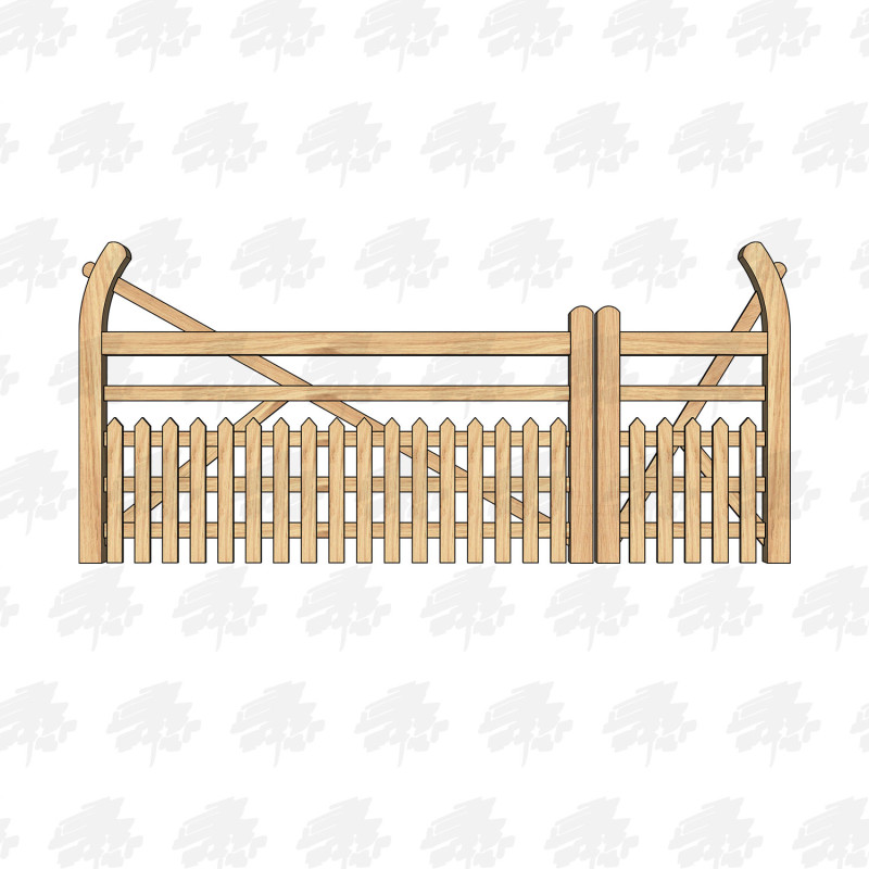 European Oak Curved Heel (Ranch Sytle) Half Paled 5 Bar Gate Combo