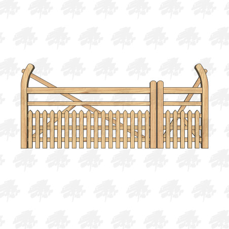 European Oak Curved Heel (Ranch Sytle) Half Paled 5 Bar Gate Combo