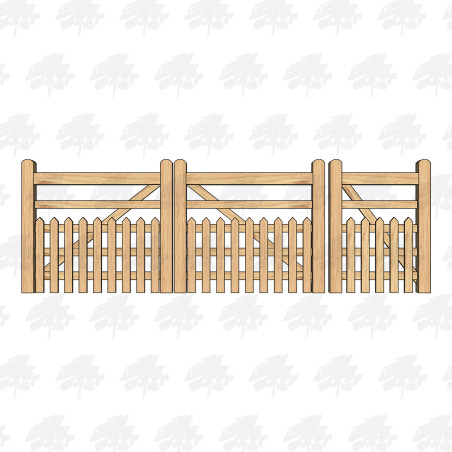 European Oak Half Paled 5 Bar Gate & Pedestrian Combo