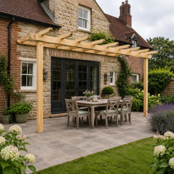 EasyFit British Larch/Douglas Fir Softwood Wall Mounted Pergola Kit | Buy Online from the specialists at UK Timber Limited