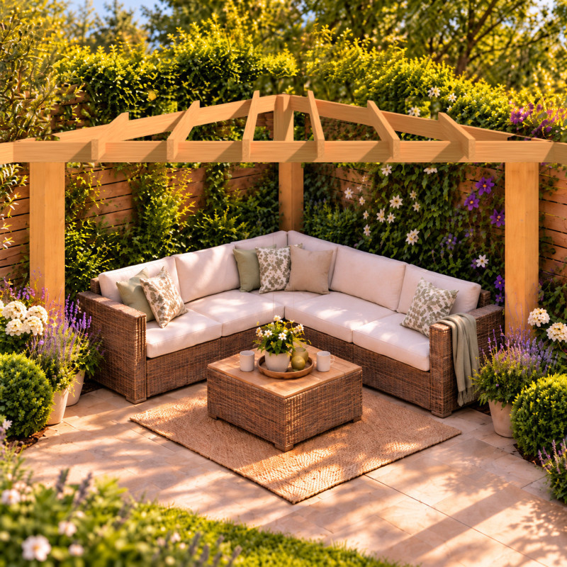 EasyFit Heavy Duty British Douglas Fir Softwood Corner Pergola Kit | Buy Online from the specialists at UK Timber Limited